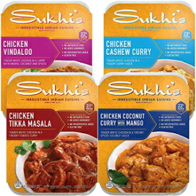 Sukhi's インド冷蔵メインディッシュ、プロテインバンドル (16 オンス、4 カウント) | 3分ですぐに食べられる食事 | 電子レンジ食品 | グルテンフリー | ファミリーサイズの調理済み料理 Sukhi's Indian Refrigerated Entrees, Protein Bundle