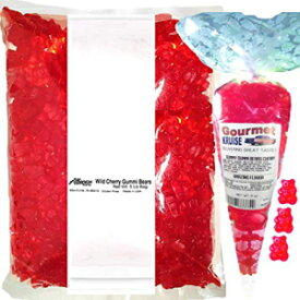 Red Gummi Gummy Bears Wild Cherry Albanese - Bulk Candy 5lb Bag With Red Cherry Gummy Gourmet Kruise Signature Gift Bag 11 OZ (NET WT 5 LBS.11OZ) 2 Item Bundle