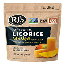 7.05オンス（1パック）、ソフトイーティングマンゴー甘草 - RJ's Licorice 7.05オンスバッグ - 非遺伝子組み換え、HFCS不使用、ビーガンフレンドリー＆コーシャー - ニュージーランドでバッチ製造 7.05 Ounce (Pack of 1), Soft Eating Mango Licorice