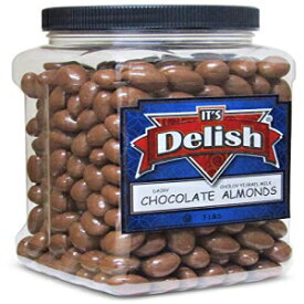 Its Delishのグルメミルクチョコレートで覆われたアーモンド – 3ポンドのジャンボ再利用可能な容器 – コーシャ乳製品チョコレートでコーティングされたカリフォルニアアーモンド Gourmet Milk Chocolate Covered Almonds by Its Delish – 3 LBS Jumbo R
