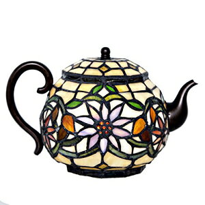 ステンドグラスティーポットアクセントランプティファニースタイルティーポットケトル River of Goods Stained Glass Teapot Accent Lamp Tiffany Style Tea Pot Kettle