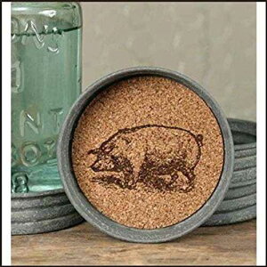 C\W[ sbOWR[X^[ - 4 Zbg Colonial Tin Works Mason Jar Pig Lid Coaster - Set of 4
