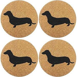 _bNXtg ECi[ Mtg RN hNR[X^[ 4 pbN Zbg - {fUC ECi[ - hLV[DƂɍœKȑ Ergonflow Dachshund Weiner Dog Gift Cork 4 Pack Drink Coa