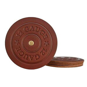 American Bench Craft VbgKVFR[X^[ - U[R[X^[ 4 Zbg - fpȃR[X^[ (uE) American Bench Craft Shotgun Shell Coasters - Leather Coasters Set of 4 - Rustic Coasters (Brown)