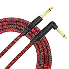TISINO ギターケーブル、6フィート 1/4 インチストレート - 直角ベースケーブル楽器コード - レッド TISINO Guitar Cable, 6ft 1/4 inch Straight to Right Angle Bass Cable Instrument Cord - Red