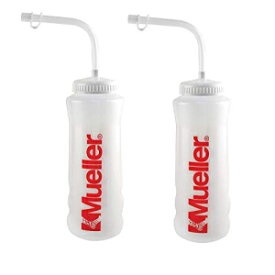 ミューラー クォートボトル ストロー付き (新デザイン) ナチュラル色 赤文字 (2本パック) Mueller Quart Bottle w/ Straw (New Design), Natural Color w/ Red Letters (2-Pack)