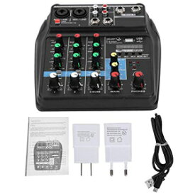 プロフェッショナルステージミキサー 4チャンネルオーディオミキサー サウンドボードコンソールシステムレコーディングミキサー ステレオミキサーステージ機器 USBコードとプラグ付き 100〜240V（米国プラグ） Professional Stage Mixer 4-Channel Audio Mixer S