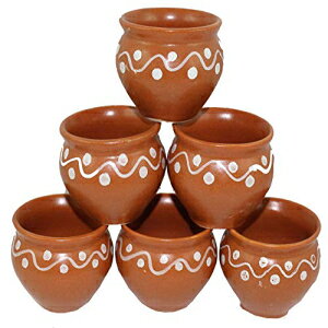 OdishabazaarセラミックKulharKulhadカップ伝統的なインドのチャイティーカップ6個セット（2.7オンス） Odishabazaar Ceramic Kulhar Kulhad Cups Traditional Indian Chai Tea Cup Set of 6 (2.7 oz)