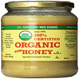 YS Organic Bee Farms 認定オーガニック生蜂蜜 100% 未加工、未殺菌 - コーシャ 32 オンス 2 ポンド YS Organic Bee Farms Certified Organic Raw Honey 100% Unprocessed, Unpasteurized - Kosher 32oz 2 Lbs