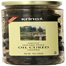 クリノス オリーブ、イタリアン スタイル オイル キュアリング、10 オンス (6 個パック) Krinos Olives, Italian Style Oil Cured, 10 Ounce (pack of 6)