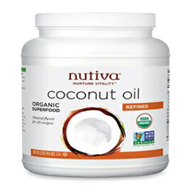 Nutiva オーガニック蒸気精製ココナッツオイル、78 液量オンス | Nutiva USDA オーガニック、非遺伝子組み換え | ビーガン、ケト、パレオ | 料理に自然な風味と香り、肌と髪に天然保湿剤 Nutiva Organic Steam-Refined Coconut Oil, 78 Fluid Ounce