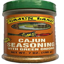 Cajun Land ケイジャン シーズニング ネギ入り (MSG ブレンド不使用)、7 オンス シェーカー Cajun Land Cajun Seasoning With Green Onions (No MSG blend), 7 Ounce Shaker