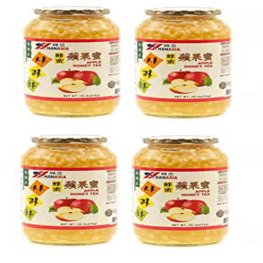 Al Amin Foods HANASIA Apple Honey Tea Refresh With Korean Apple Tea Delight - Product of Korea 4 Glass Jars 35.3 oz. (1 kg) each：Glomarket