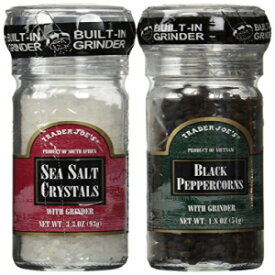 トレーダージョーズ ソルト＆ペッパー コンボパック グラインダー付き - ブラックペッパーと海塩の結晶 Trader Joe's Salt & Pepper Combo Pack w/ Grinders - Black Peppercorns and Sea Salt Crystals
