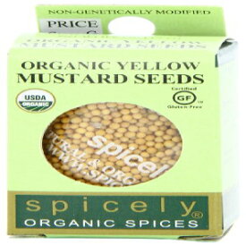 スパイスの効いたオーガニックマスタードシード、イエロー、0.8オンス（6個パック） Spicely Organic Mustard Seeds, Yellow, 0.8 Ounce (Pack of 6)