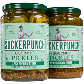 SuckerPunch グルメ スパイシー ブレッド アンド ベター ピクルスチップス 24 オンス、2 パック SuckerPunch Gourmet Spicy Bread N' Better Pickle Chips 24 oz., 2-Pack
