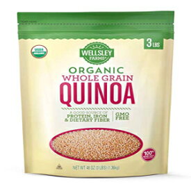 Wellsley Farms オーガニック キノア 3ポンド 100% オーガニック全粒ホワイトキノア、コーシャー、GMOフリー Wellsley Farms Organic Quinoa 3lb 100% Organic Whole Grain White Quinoa, Kosher, GMO Free