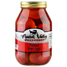 アーミッシュバレー製品ビートジュースクォートガラスジャー（1クォートジャー-32オンス）のゆで卵 Amish Valley Products Pickled Eggs in Beet Juice Quart Glass Jar (1 Quart Jar - 32 oz)