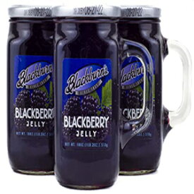 Blackburn's Preserves & Jellys 18オンス 再利用可能なハンドル付きガラスマグジャー (3個パック) (ブラックベリーゼリー) Blackburn's Preserves & Jellys 18oz Reusable Handled Glass Mug Jar (Pack of 3) (Blackberry Jelly)
