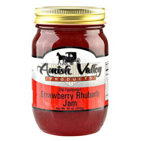 Amish Valley Products オールド ファッション ジャム ガラス パイント ジャー 18 オンス (ストロベリー ルバーブ) Amish Valley Products Old Fashioned Jam Glass Pint Jar 18 oz (Strawberry Rhubarb)