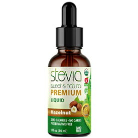 Stevia Intl ヘーゼルナッツ プレミアム品質のステビア ドロップ | 有機液体ステビア | 最高の砂糖代替品 | 純粋なエキス | 自然に甘い | ノンビター、0カロリー、非遺伝子組み換え、ケトフレンドリー (28.3g) AnuMed Stevia Intl Hazelnut Premi