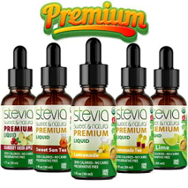 Stevia Intl ベストセラー (5 パック) | #1 サマーバンドル | プレミアムステビアドロップ | ガラス瓶に入った5つのフレーバー | オールナチュラル | 苦くない | 0カロリー |非遺伝子組み換え | とケトに優しい |(1オンス) Stevia Intl