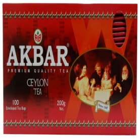 Akbar プレミアム品質セイロンティー 100 封筒入りティーバッグ、200g Akbar Premium Quality Ceylon Tea 100 Enveloped Tea Bags, 200g