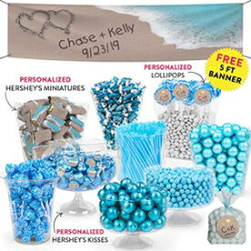 ビーチウェディング キャンディービュッフェ 14ポンド以上 ハーシーのキス、ロリポップなどのパーソナライズされたハーシーのミニチュア Beach Wedding Candy Buffet 14+ lbs Personalized Hershey's Miniatures with Hershey's Kisses, Lollipops and