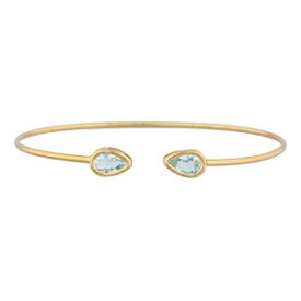 14Kゴールドシミュレーションアクアマリンペアーベゼルバングルブレスレット Elizabeth Jewelry 14Kt Gold Simulated Aquamarine Pear Bezel Bangle Bracelet