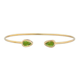 14Kゴールドシミュレーションペリドットペアーベゼルバングルブレスレット Elizabeth Jewelry 14Kt Gold Simulated Peridot Pear Bezel Bangle Bracelet