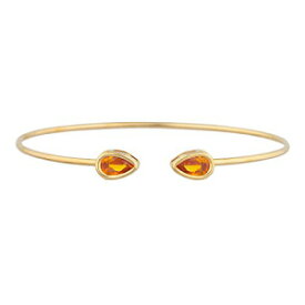 14Kゴールドシミュレーションオレンジシトリンペアーベゼルバングルブレスレット Elizabeth Jewelry 14Kt Gold Simulated Orange Citrine Pear Bezel Bangle Bracelet