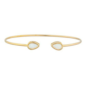 14Kゴールドシミュレーションオパールペアーベゼルバングルブレスレット Elizabeth Jewelry 14Kt Gold Simulated Opal Pear Bezel Bangle Bracelet