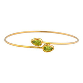 14Kゴールドシミュレーションペリドットペアーベゼルバングルブレスレット Elizabeth Jewelry 14Kt Gold Simulated Peridot Pear Bezel Bangle Bracelet