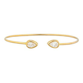 14Kゴールド製ホワイトサファイアペアーベゼルバングルブレスレット Elizabeth Jewelry 14Kt Gold Created White Sapphire Pear Bezel Bangle Bracelet