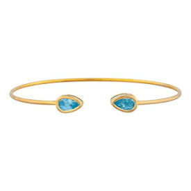 14Kゴールドシミュレーションブルートパーズペアーベゼルバングルブレスレット Elizabeth Jewelry 14Kt Gold Simulated Blue Topaz Pear Bezel Bangle Bracelet