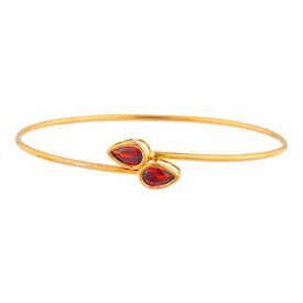 14KゴールドCZガーネットペアーベゼルバングルブレスレット Elizabeth Jewelry 14Kt Gold CZ Garnet Pear Bezel Bangle Bracelet