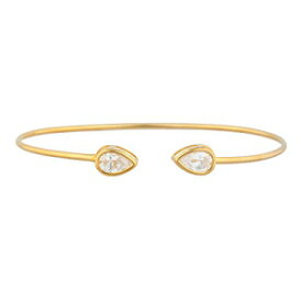 14Kゴールドジルコニアペアーベゼルバングルブレスレット Elizabeth Jewelry 14Kt Gold Zirconia Pear Bezel Bangle Bracelet