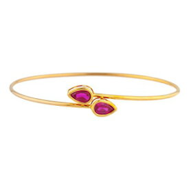 14Kゴールド製ルビーペアーベゼルバングルブレスレット Elizabeth Jewelry 14Kt Gold Created Ruby Pear Bezel Bangle Bracelet