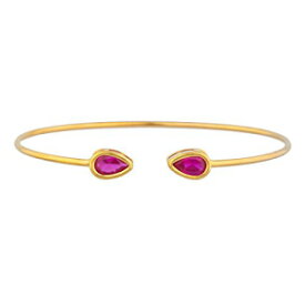 14Kゴールド製ルビーペアーベゼルバングルブレスレット Elizabeth Jewelry 14Kt Gold Created Ruby Pear Bezel Bangle Bracelet