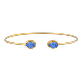 14Kゴールドシミュレーションタンザナイト＆ダイヤモンドオーバルバングルブレスレット Elizabeth Jewelry 14Kt Gold Simulated Tanzanite & Diamond Oval Bangle Bracelet
