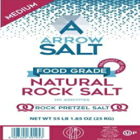 アローソルト - 食品グレードの天然岩塩 - 添加物なし - 中サイズの塩、プレッツェル岩塩 - a/k/a - コーシャー岩塩、24997.5g (25 KG) 袋 Arrow Salt - Food Grade Natural Rock Salt - No Additives - Medium Salt Size, Rock Pretzel S