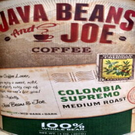 ジャワビーンズ アンド ジョー ホールビーン コーヒー 13オンス-140z (1パック) (コロンビア スプレモ ミディアム ロースト) Java Beans and Joe Whole Bean Coffee 13oz-140z (Pack of 1) (Colombia Supremo Medium Roast)