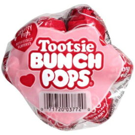 トッツィー バレンタイン バンチ ポップス ラブカード付き、レッドチェリー ロリポップ 7 個 Tootsie Valentine Bunch Pops with Love Card , 7 Red Cherry Lollipops