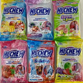 ハイチュウ 6種フレーバーバラエティパック（トロピカルミックス・サワー・ストロベリー・オリジナルミックス・ヨーグルト）（6個入） Hi Chew 6 Different Flavors Variety Pack (Tropical Mix, Sours, Strawberry, Original Mix, and Yogurt) (Pac