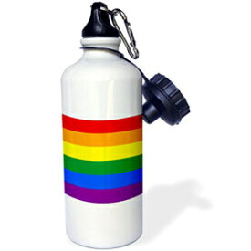 3dRose wb_159841_1「レインボーフラッグ-マルチカラーのカラフルなストライプ-マルチカラー-ゲイプライドLGBT運動-プライドパレード」スポーツウォーターボトル、21オンス、ホワイト 3dRose wb_159841_1"Rainbow flag-multicolor colorful stripes-multicolored-gay