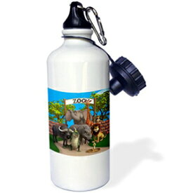 3dRose wb_164104_1 Animals at The Zoo スポーツ ウォーターボトル、21 オンス、ホワイト 3dRose wb_164104_1 Animals at The Zoo Sports Water Bottle, 21 oz, White