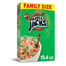 Kellogg's Apple Jacks 朝食シリアル、8 種類のビタミンとミネラル、キッズスナック、ファミリーサイズ、オリジナル、19.4 オンスボックス (1 ボックス) Kellogg's Apple Jacks Breakfast Cereal, 8 Vitamins and Minerals, Kids Snacks, Family