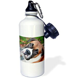 3dRose wb_155019_1「かわいいボクサー犬の肖像犬」スポーツウォーターボトル、21オンス、ホワイト 3dRose wb_155019_1"Cute boxer dog portrait canine" Sports Water Bottle, 21 oz, White