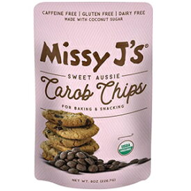 Missy J's オーガニック キャロブチップス 8 オンス 3 パック | ココナッツシュガーを使用したビーガン、グルテンフリーのイナゴマメ | 健康的なカフェインフリーのチョコレートの代替品、スナックやおやつに最適 Missy J's Organic Carob Chips 8 Oun
