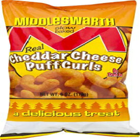 ミドルスワース リアルチェダーチーズ パフカール - 6オンス 袋（3袋） Middleswarth Real Cheddar Cheese Puff Curls- 6 oz. Bags (3 Bags)